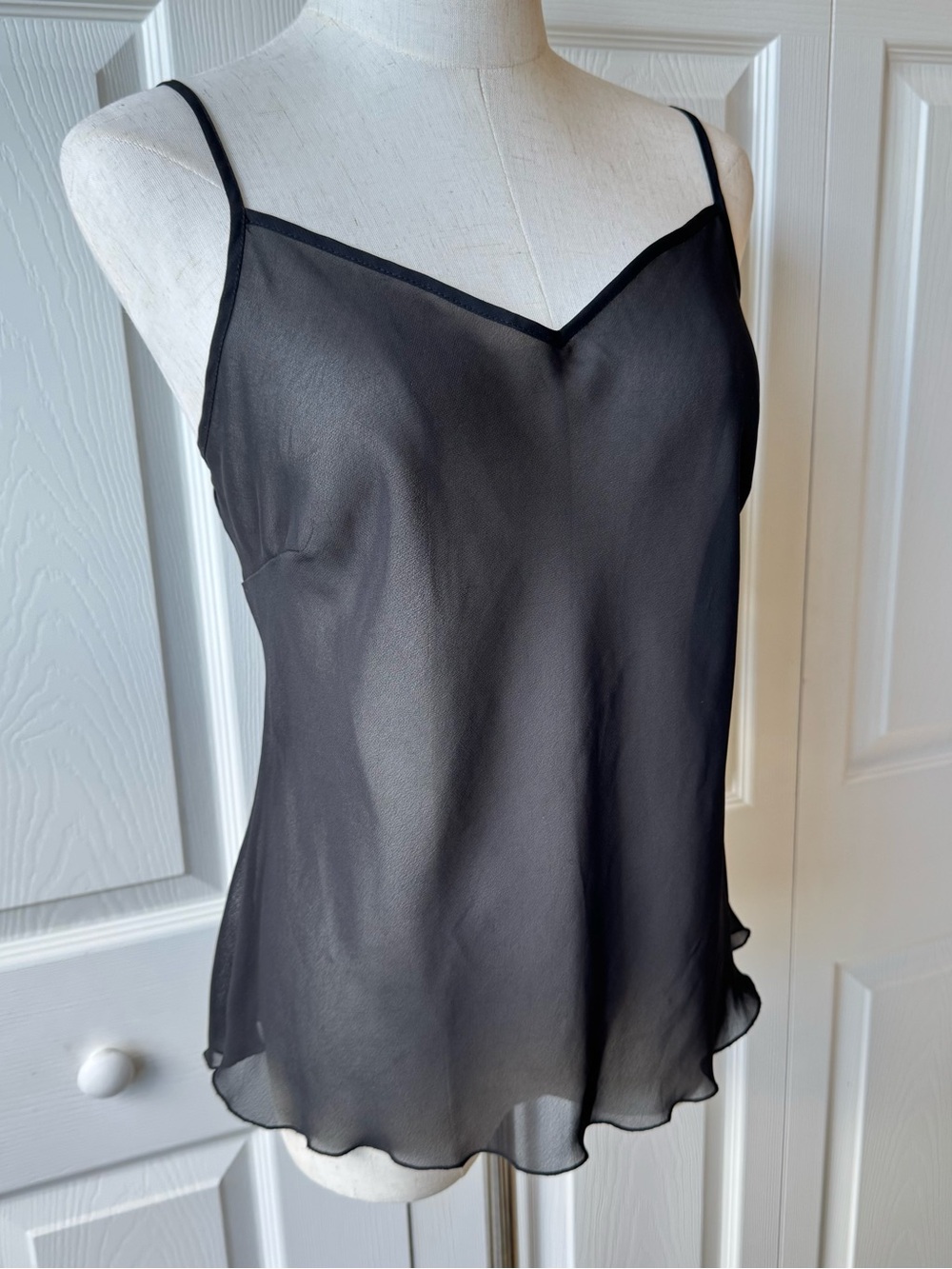 Vintage Sheer Black Camisole Size L Y2K Goth 90s Grunge Alt Whimsygoth Fairy